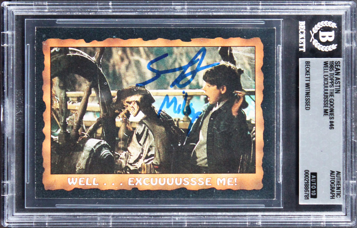 Sean Astin "Mikey" Signed 1985 Topps The Goonies WEM #46 Card Auto 10! BAS Slab