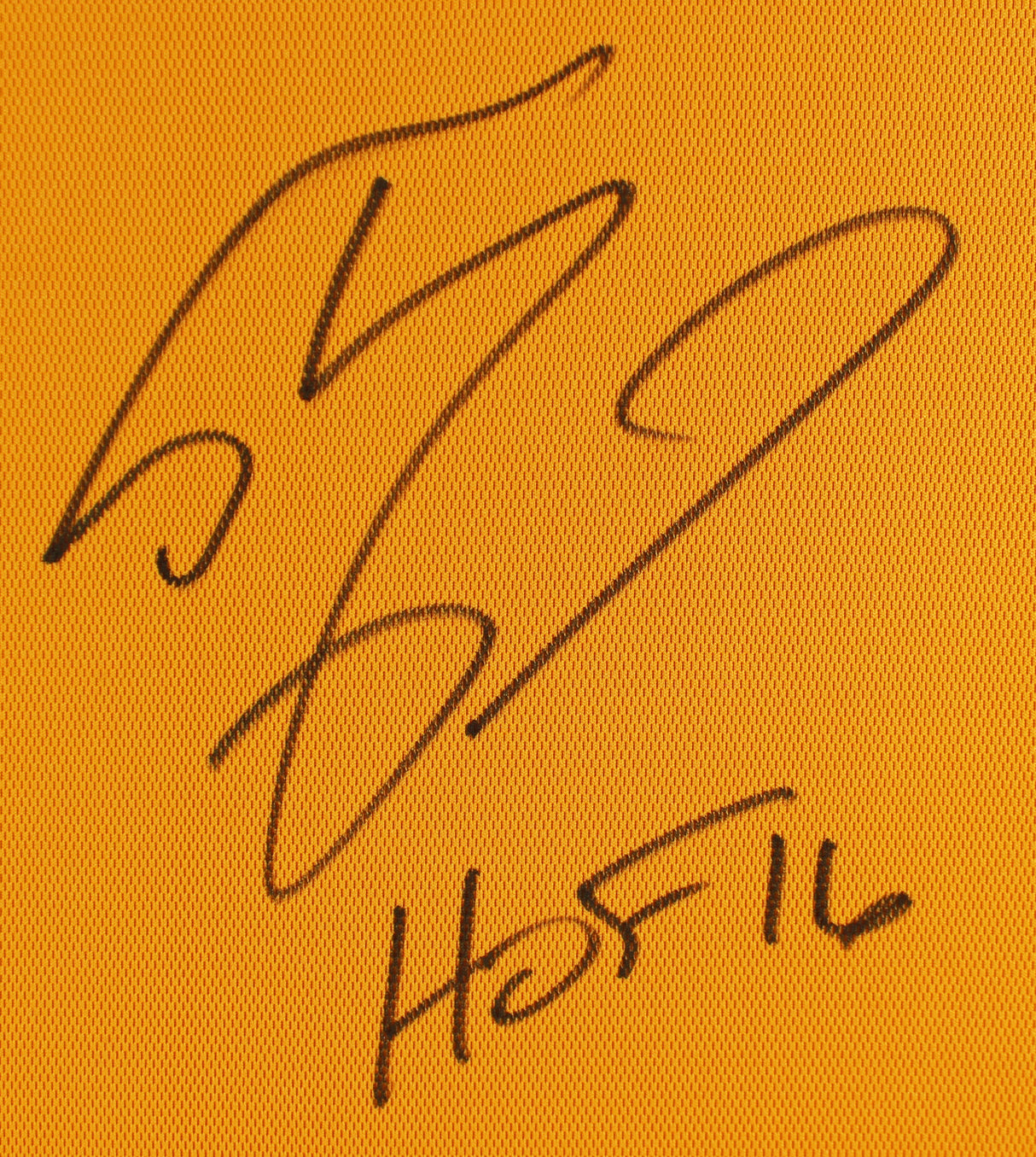Shaquille O'Neal "HOF" Signed Yellow M&N 00-01 HWC Authentic Framed Jersey BAS W