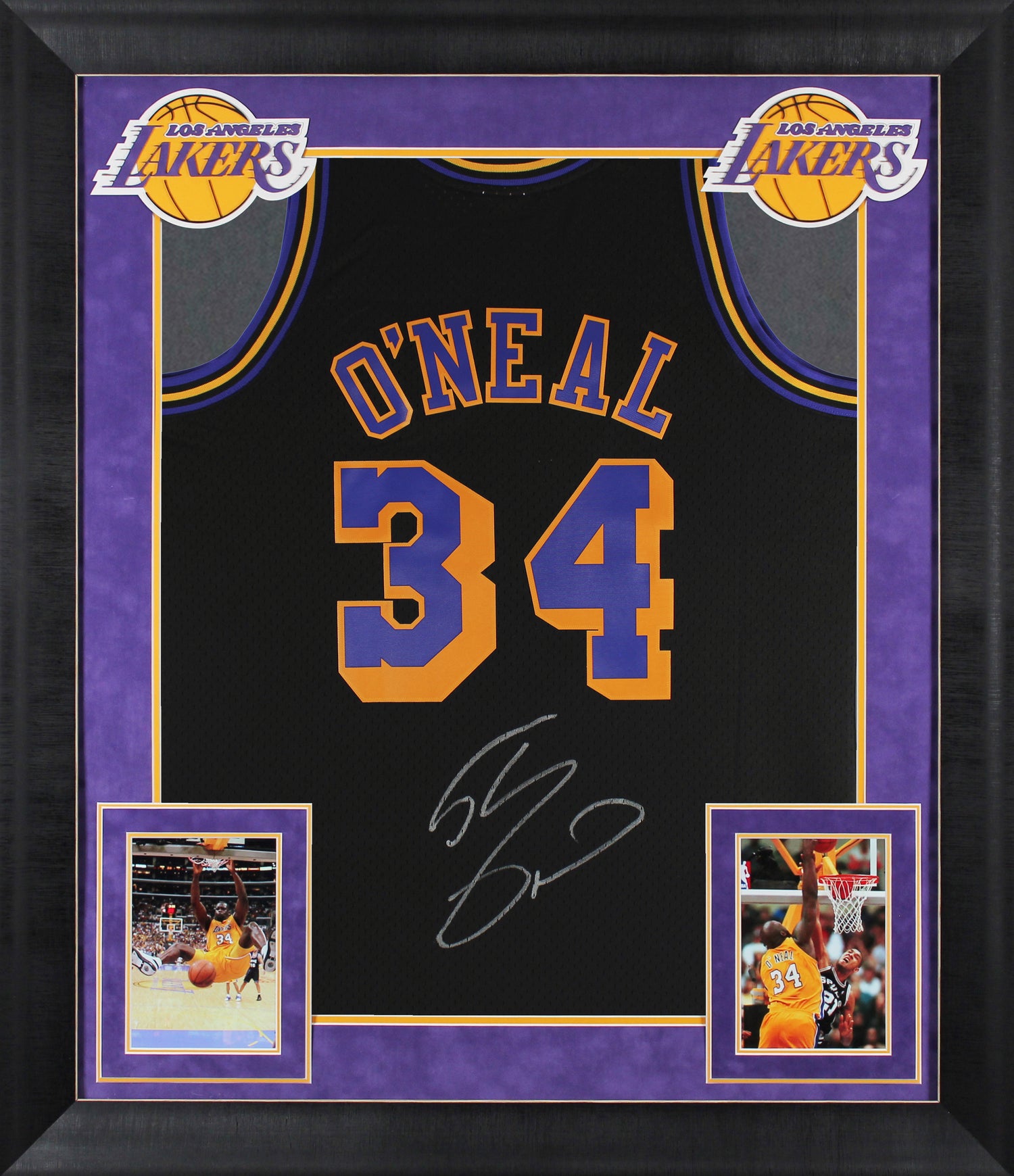 Lakers Shaquille O'Neal Signed Black M&N TB 1996-97 HWC Framed Jersey BAS Wit