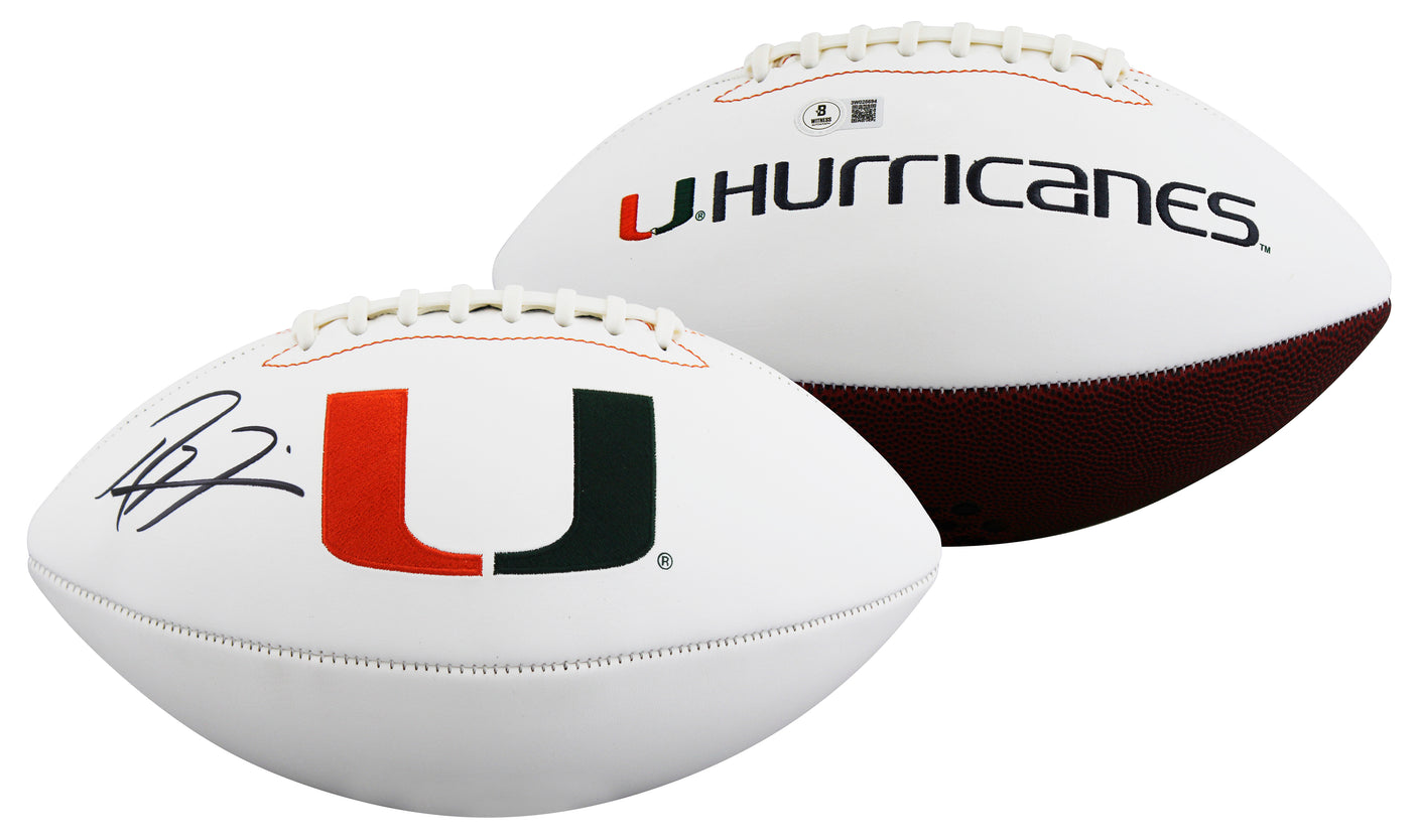 Miami Ray Lewis Authentic Signed Rawlings White Panel Logo Football BAS Witness