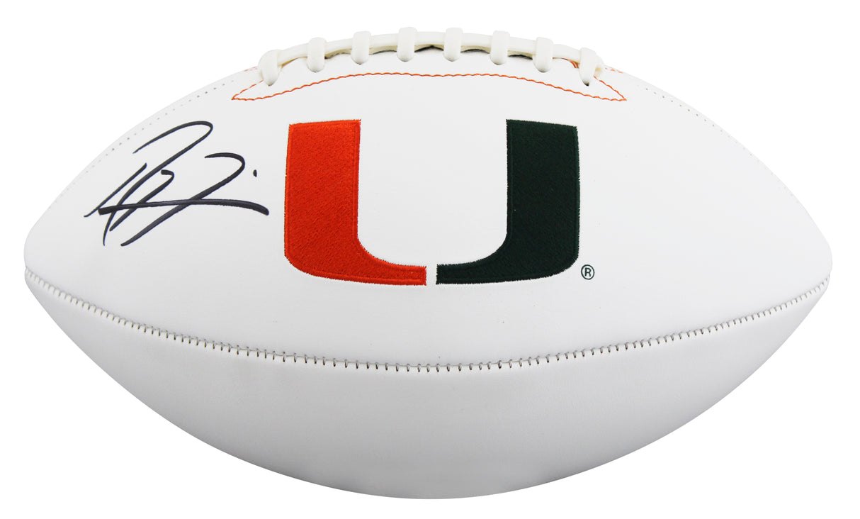 Miami Ray Lewis Signed Rawlings White Panel Logo Football W/ Case BAS Witnessed
