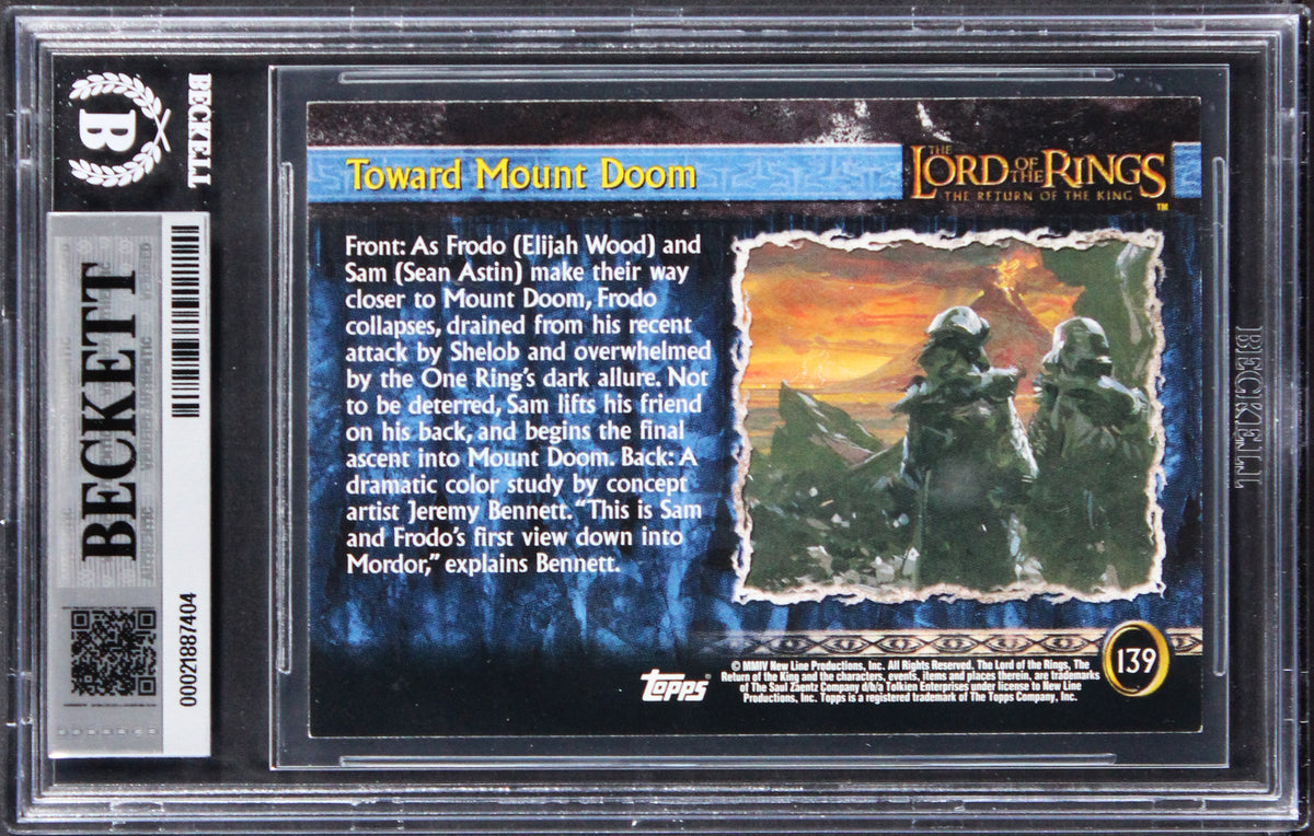 Wood & Astin Signed 2001 Topps LOTR Update TMB #139 Card Auto GM 10! BAS Slabbed