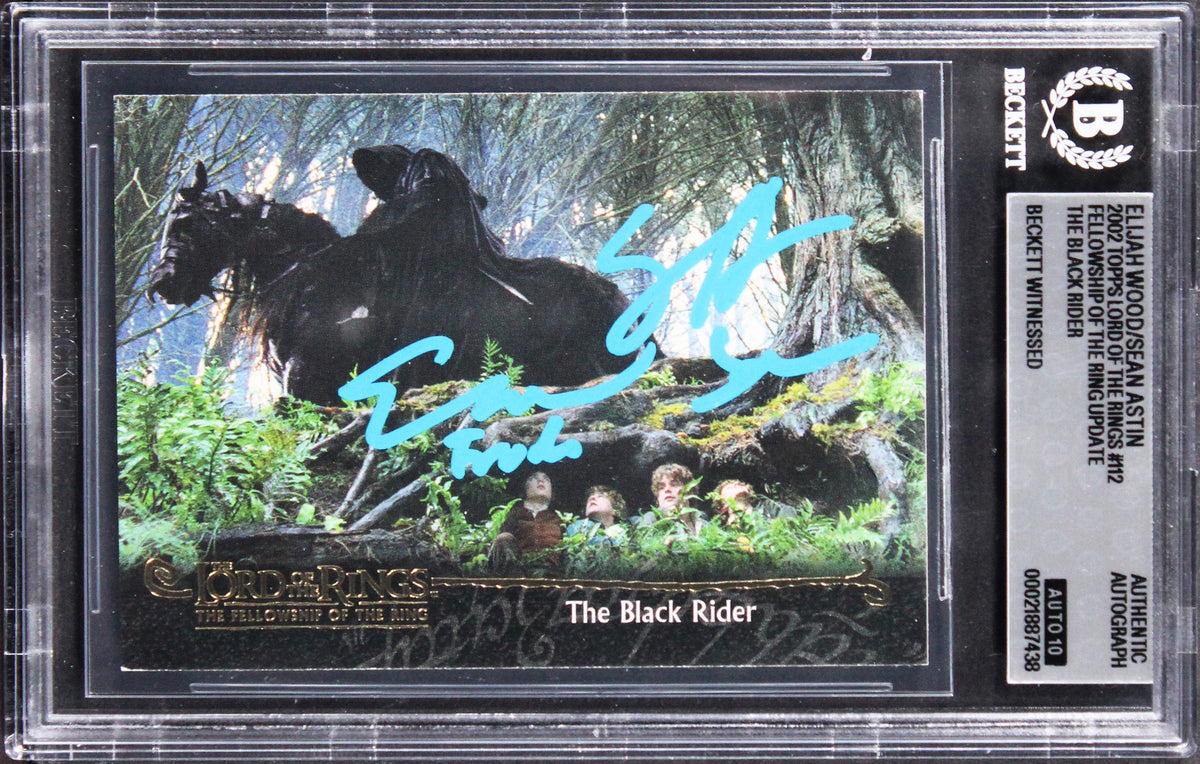 Wood & Astin "2x Insc" Signed 2002 Topps LOTR Update #112 Card Auto 10! BAS Slab