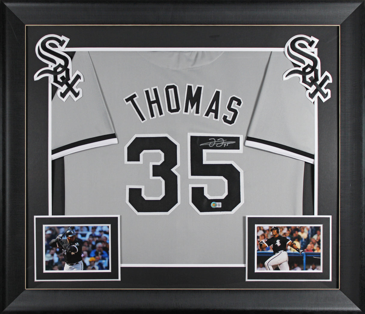 Frank Thomas Authentic Signed Grey Pro Style Framed Jersey BAS Witnessed
