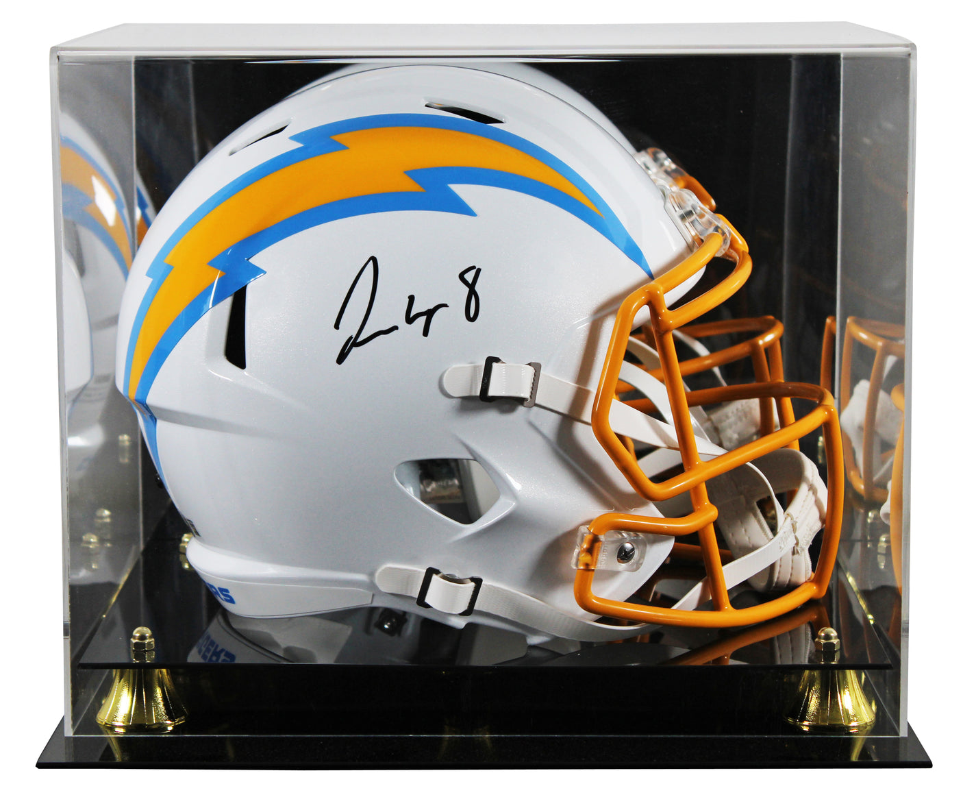 Chargers Omarion Hampton Signed Full Size Speed Rep Helmet W/ Case BAS Witnessed