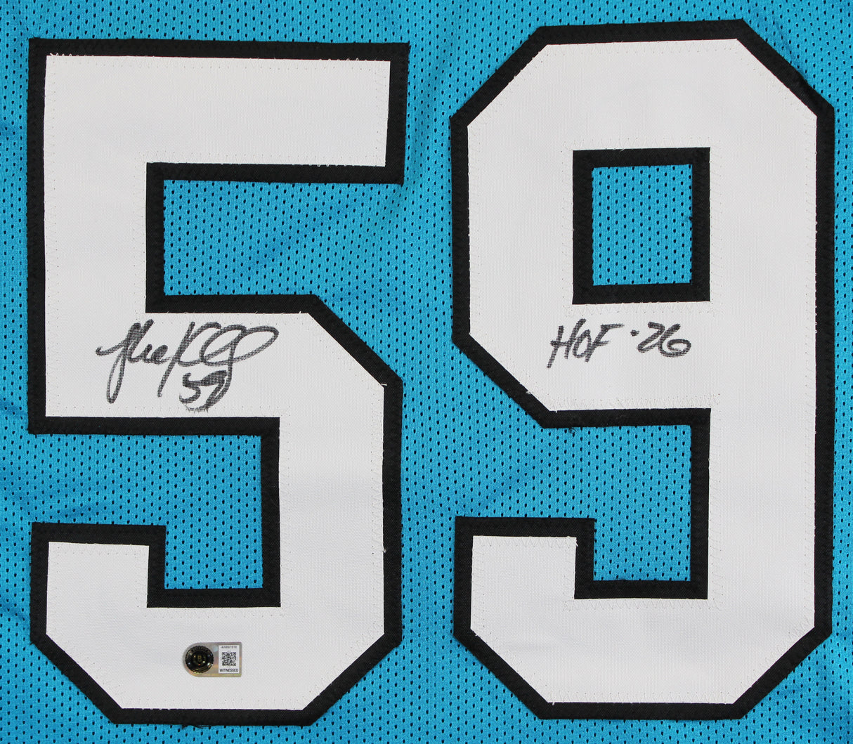 Luke Kuechly "HOF 26" Authentic Signed Blue Pro Style Jersey BAS Witnessed