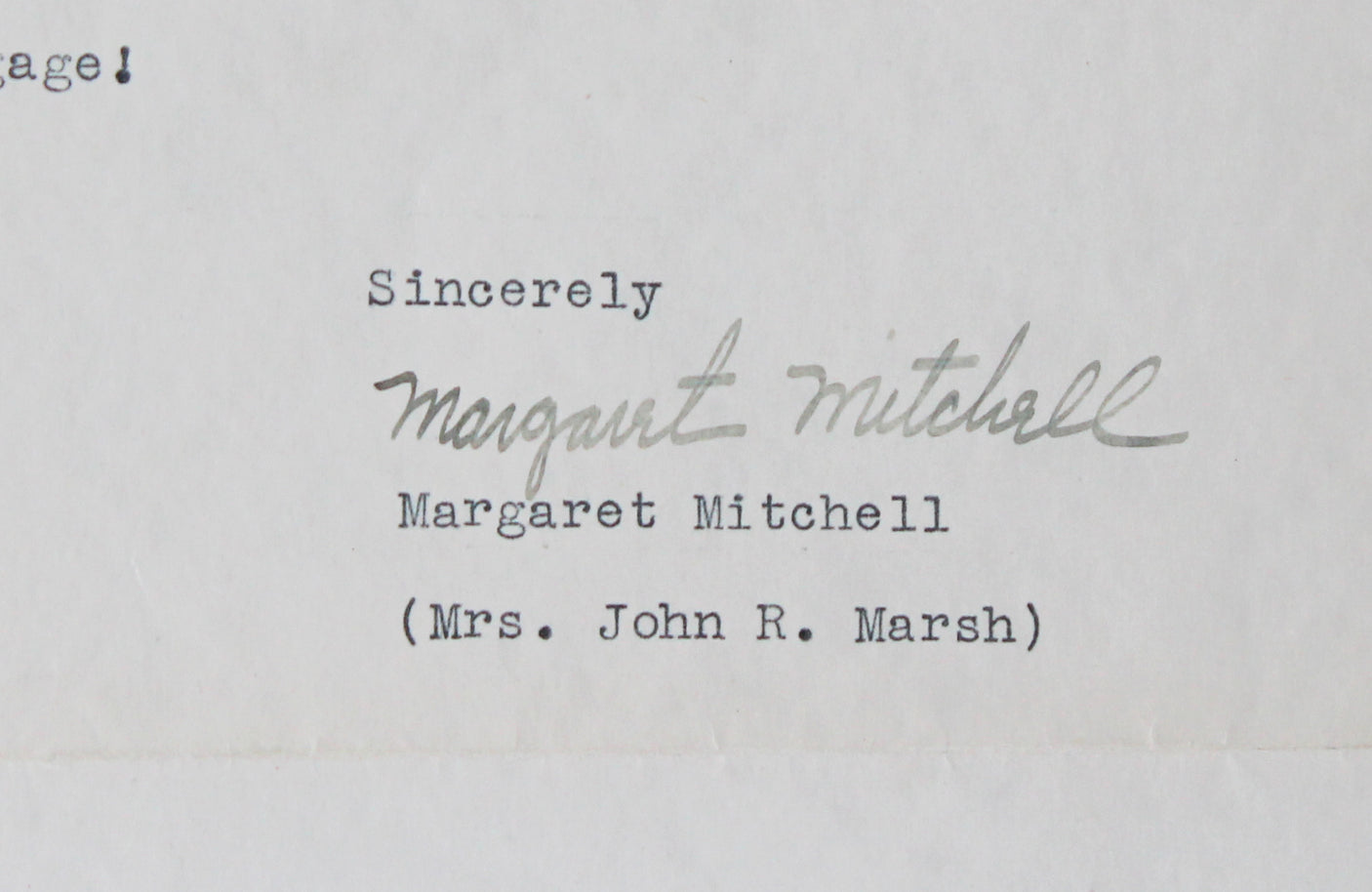 Margaret Mitchell Gone with the Wind Authentic Signed 1936 Letter BAS #AE13263