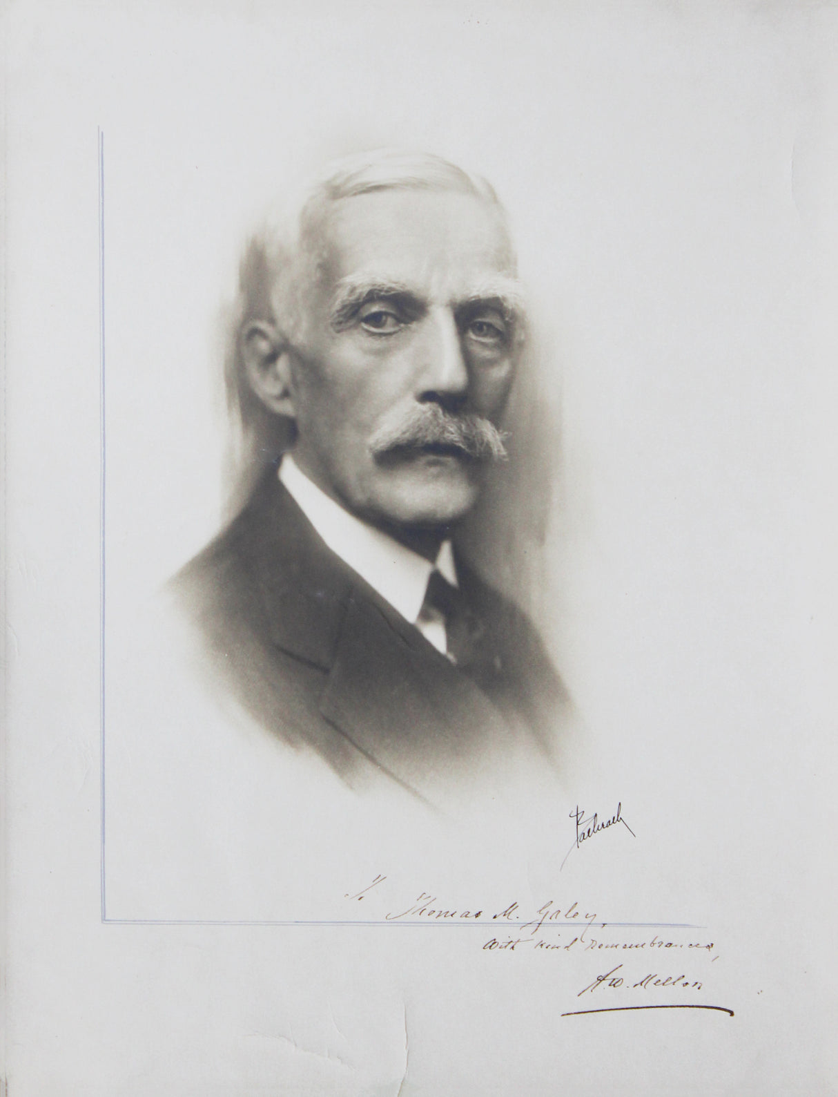 A.W. Mellon To THomas M. Galey, with kind remembrances Authentic Signed Photo BAS #AE13260