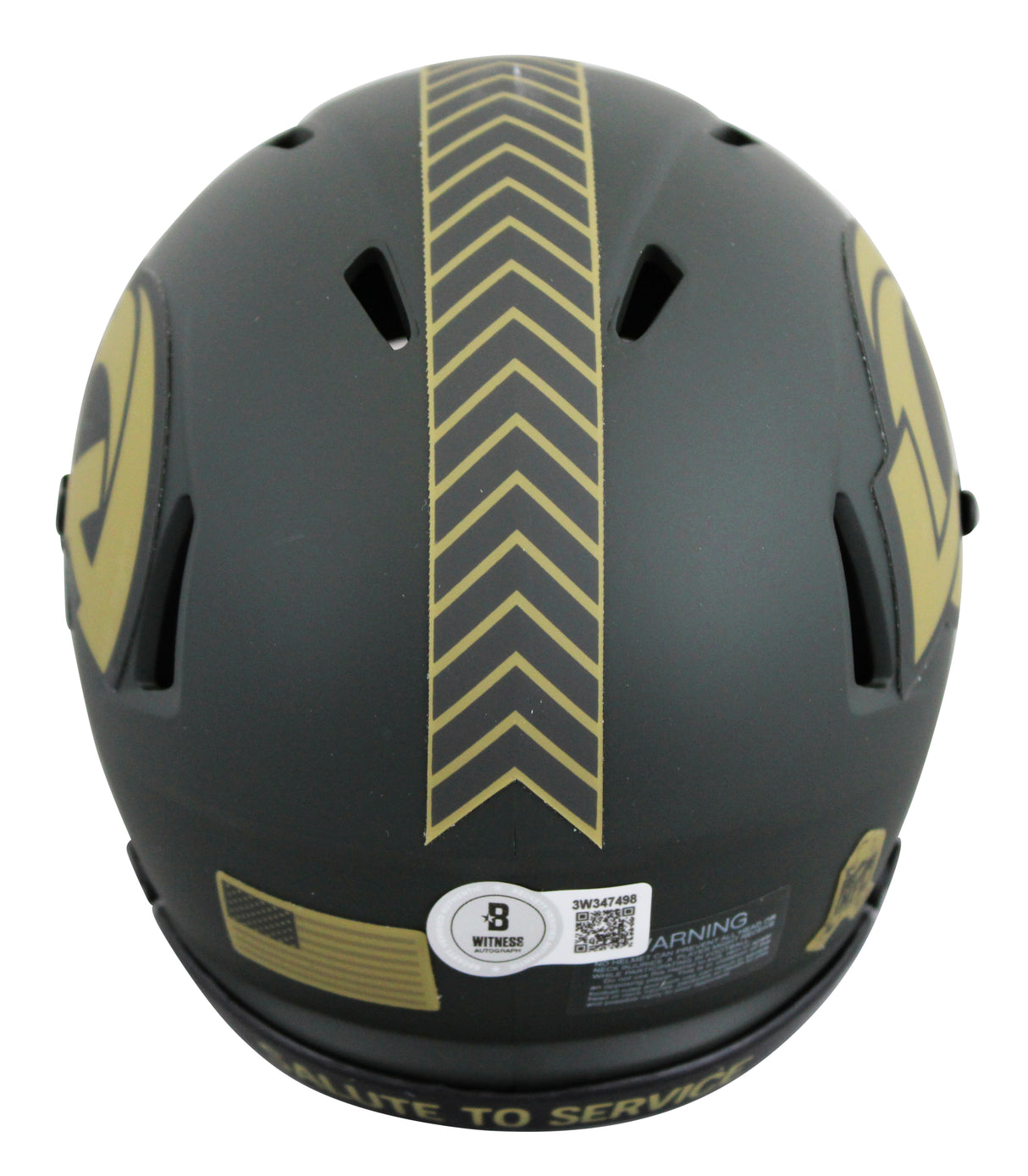 Rams Marshall Faulk Signed Salute To Service IV Speed Mini Helmet BAS Witnessed
