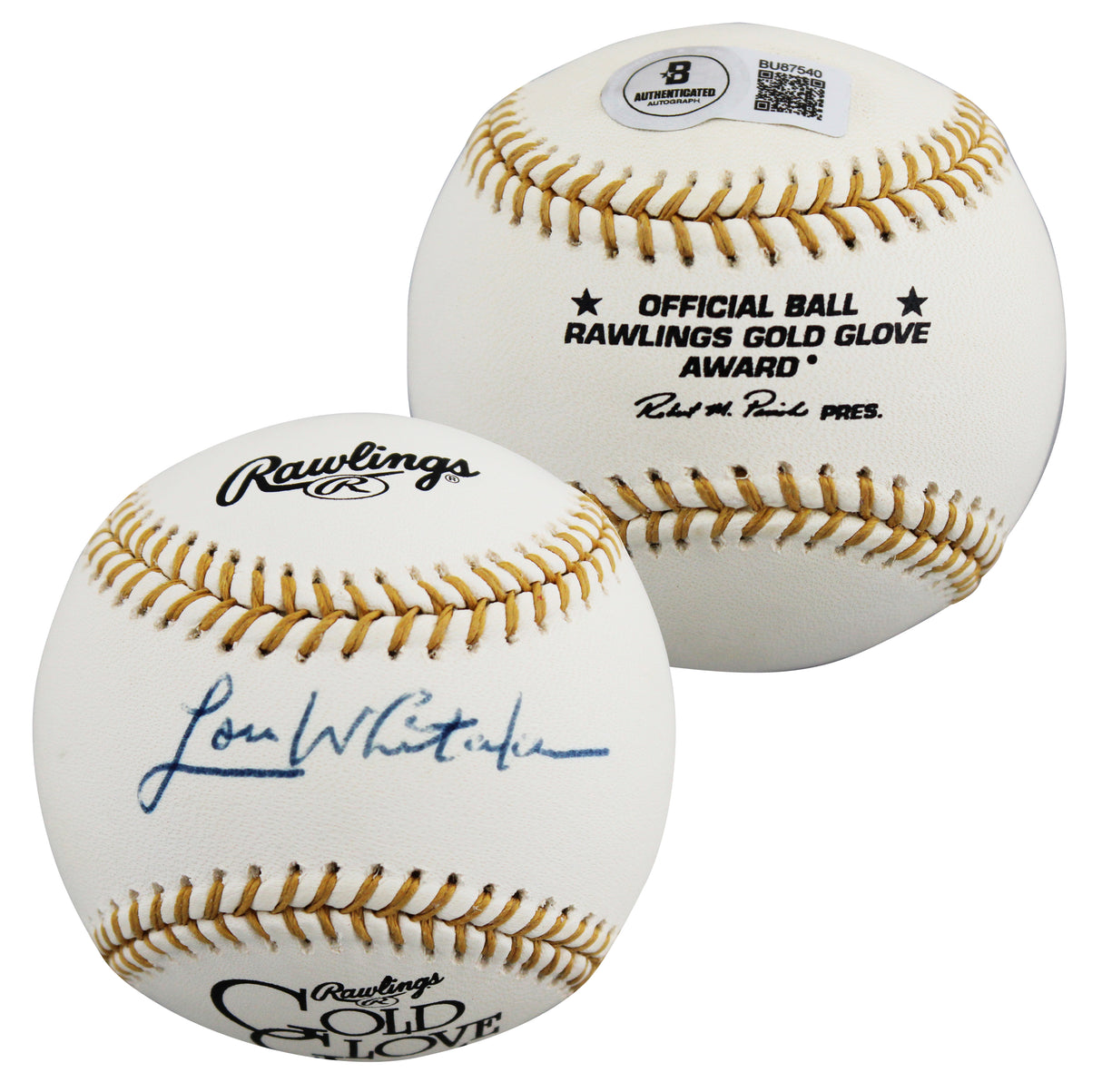 Tigers Lou Whitaker Signed Rawlings Gold Glove Logo OML Baseball BAS #BU87540