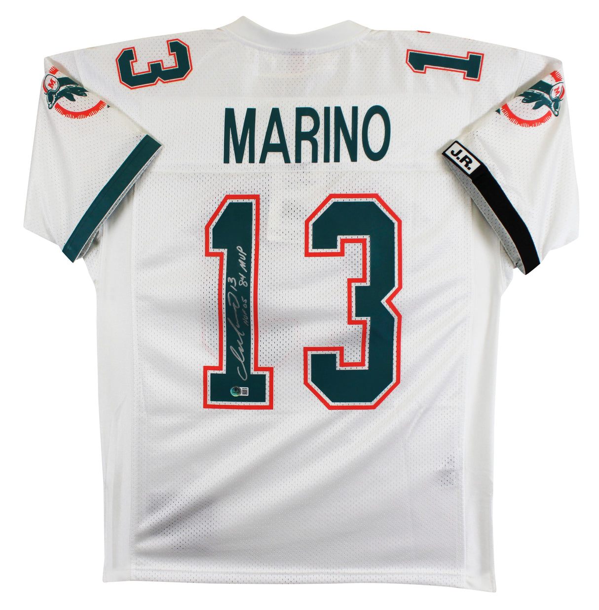 Dolphins Dan Marino "HOF, 84 MVP" Signed White 1990 TB M&N Jersey BAS #BX37024