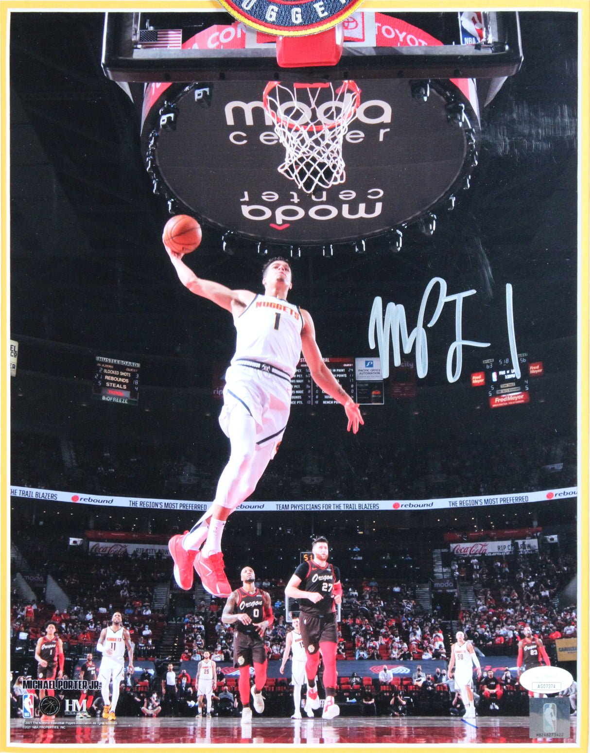 Nuggets Michael Porter Jr. Authentic Signed Framed Vertical Dunk Photo JSA