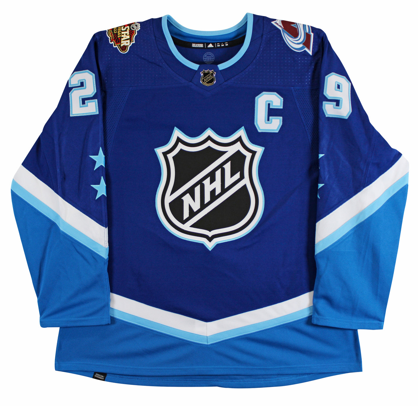 Avs Nathan MacKinnon Signed Blue Adidas 2022 ASG Jersey w/ Fight Strap Fanatics