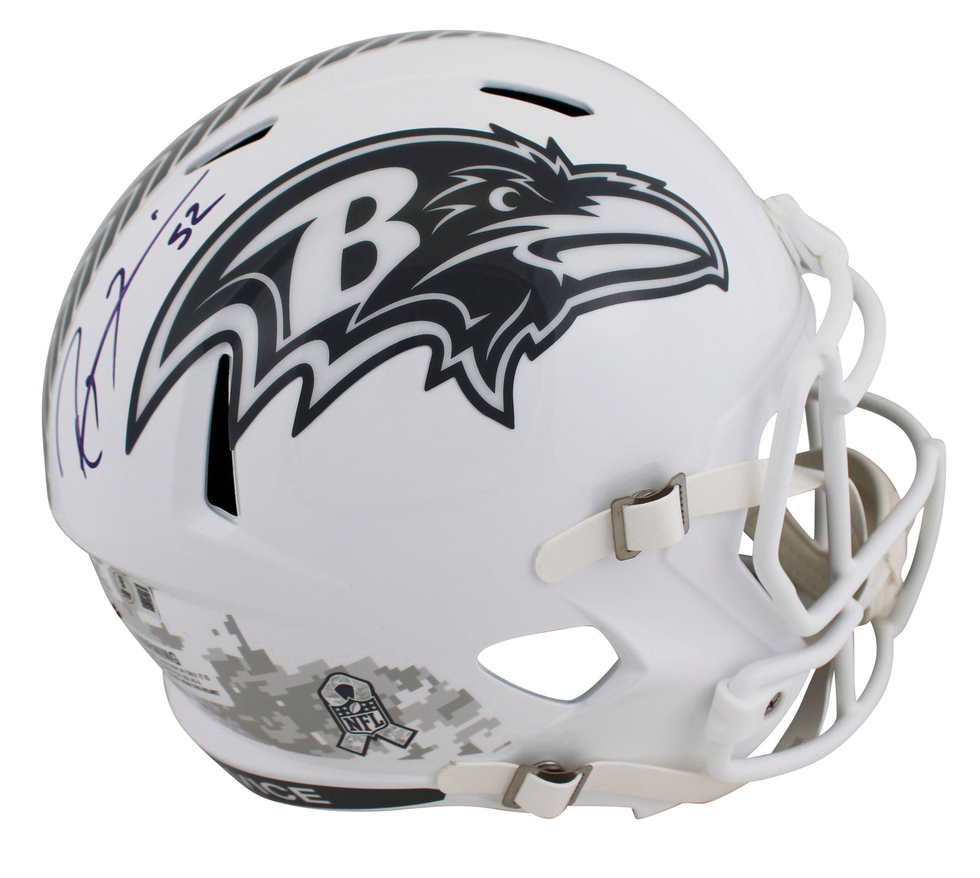 Ravens Ray Lewis Signed Salute To Service III Full Size Speed Rep Helmet BAS Wit