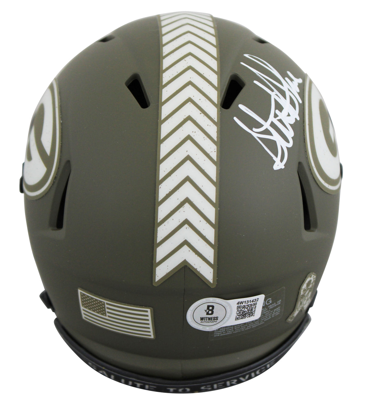 Packers Sterling Sharpe Signed Salute To Service Speed Mini Helmet BAS Witnessed
