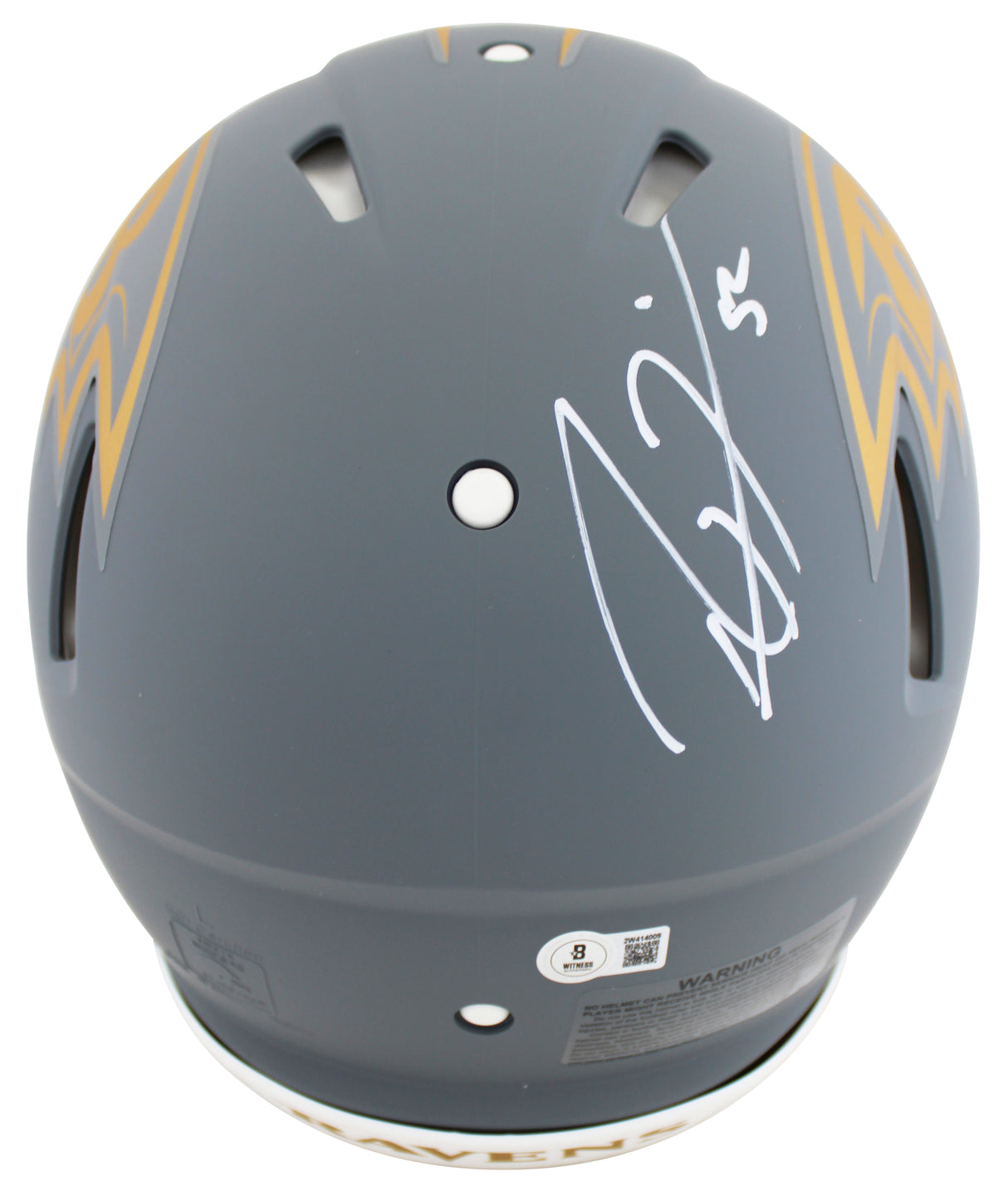 Ravens Ray Lewis & Ed Reed Signed Slate Full Size Speed Proline Helmet BAS Wit