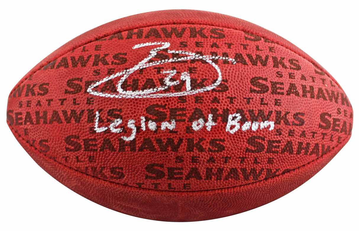Earl Thomas "Legion of Boom" Signed "Duke" Team Showcase Football W/ Case BAS W
