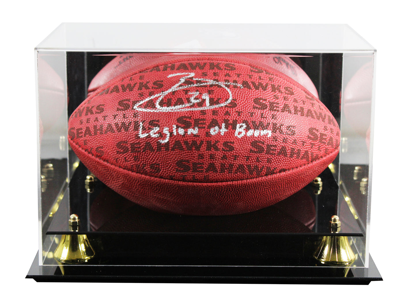 Earl Thomas "Legion of Boom" Signed "Duke" Team Showcase Football W/ Case BAS W