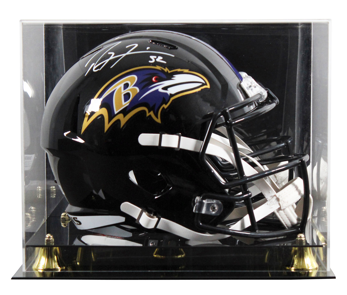 Ravens Ray Lewis Signed Full Size Speed Rep Helmet W/ Case w/ White Sig BAS Wit