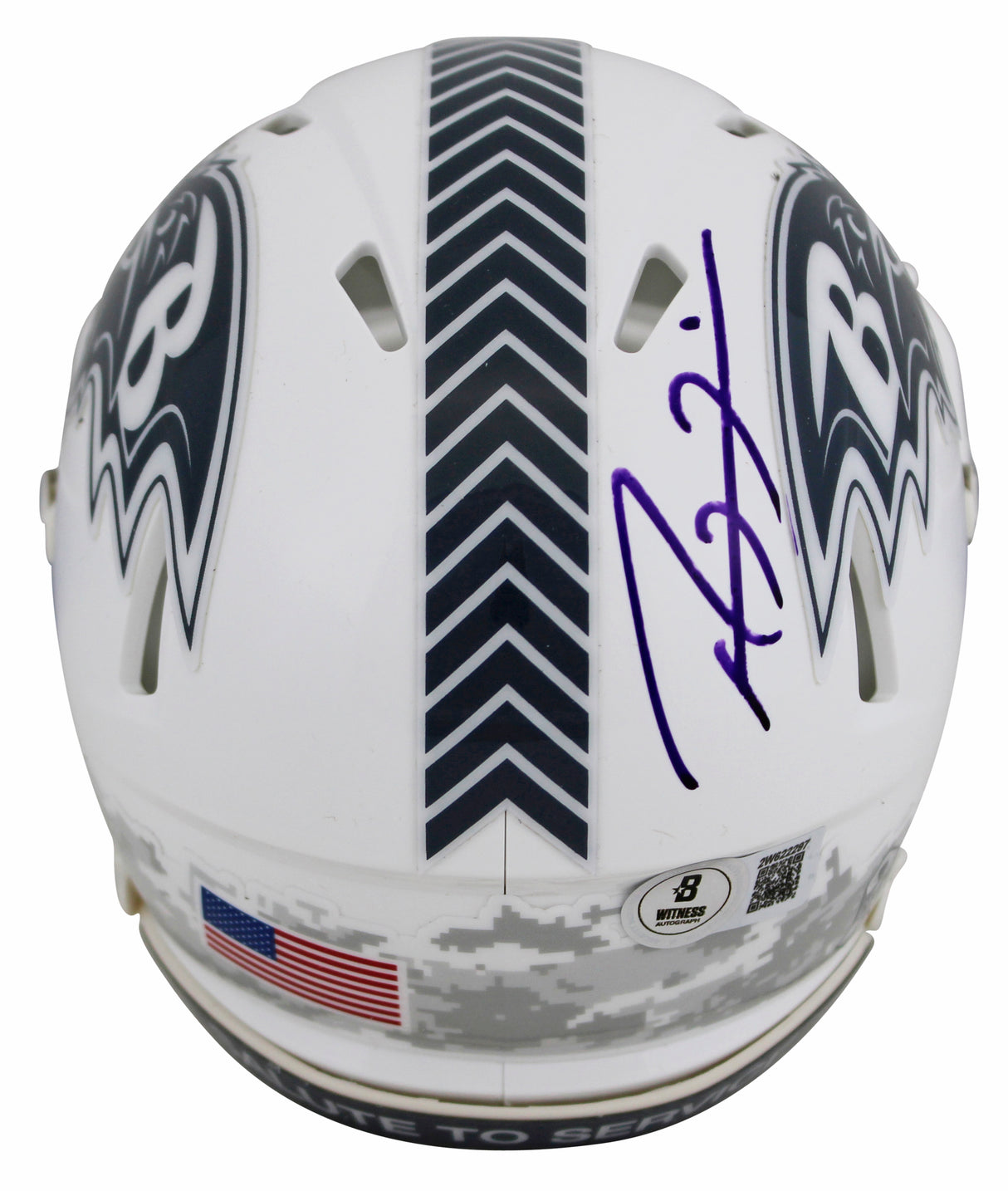 Ravens Ray Lewis Signed Salute To Service III Speed Mini Helmet BAS Witnessed