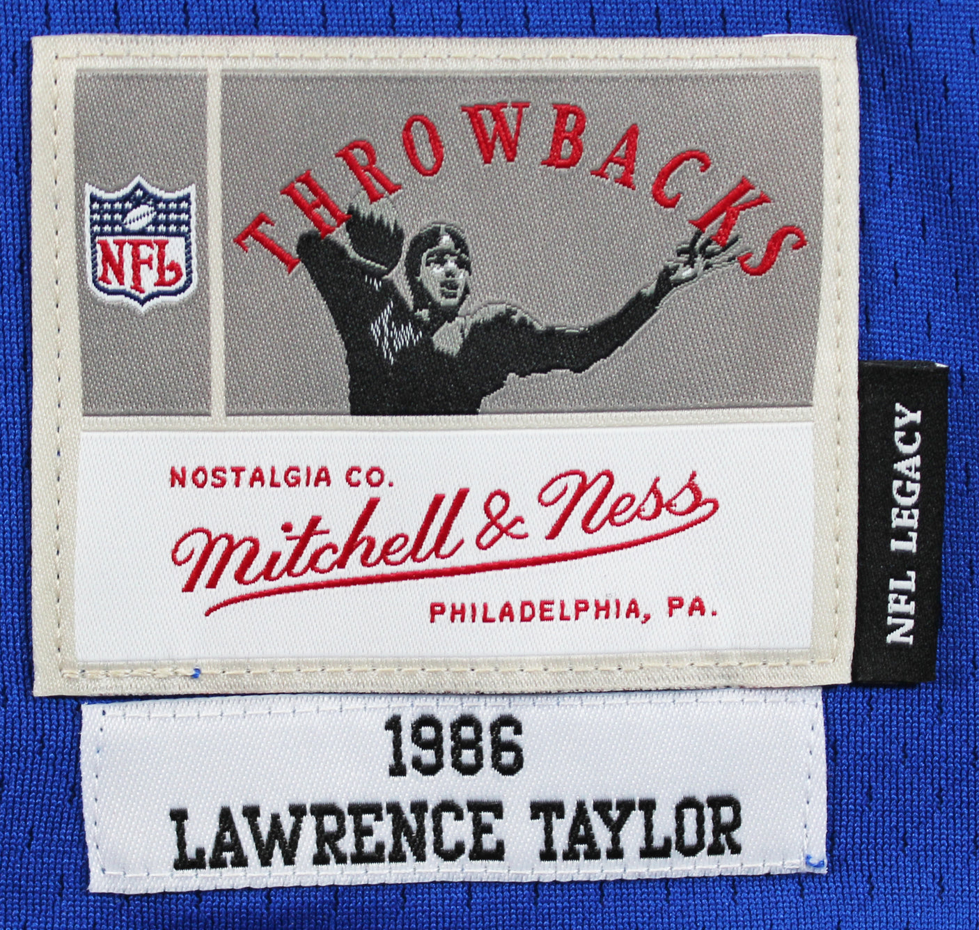 Giants Lawrence Taylor Signed 1986 Blue Mitchell & Ness Jersey BAS Witnessed