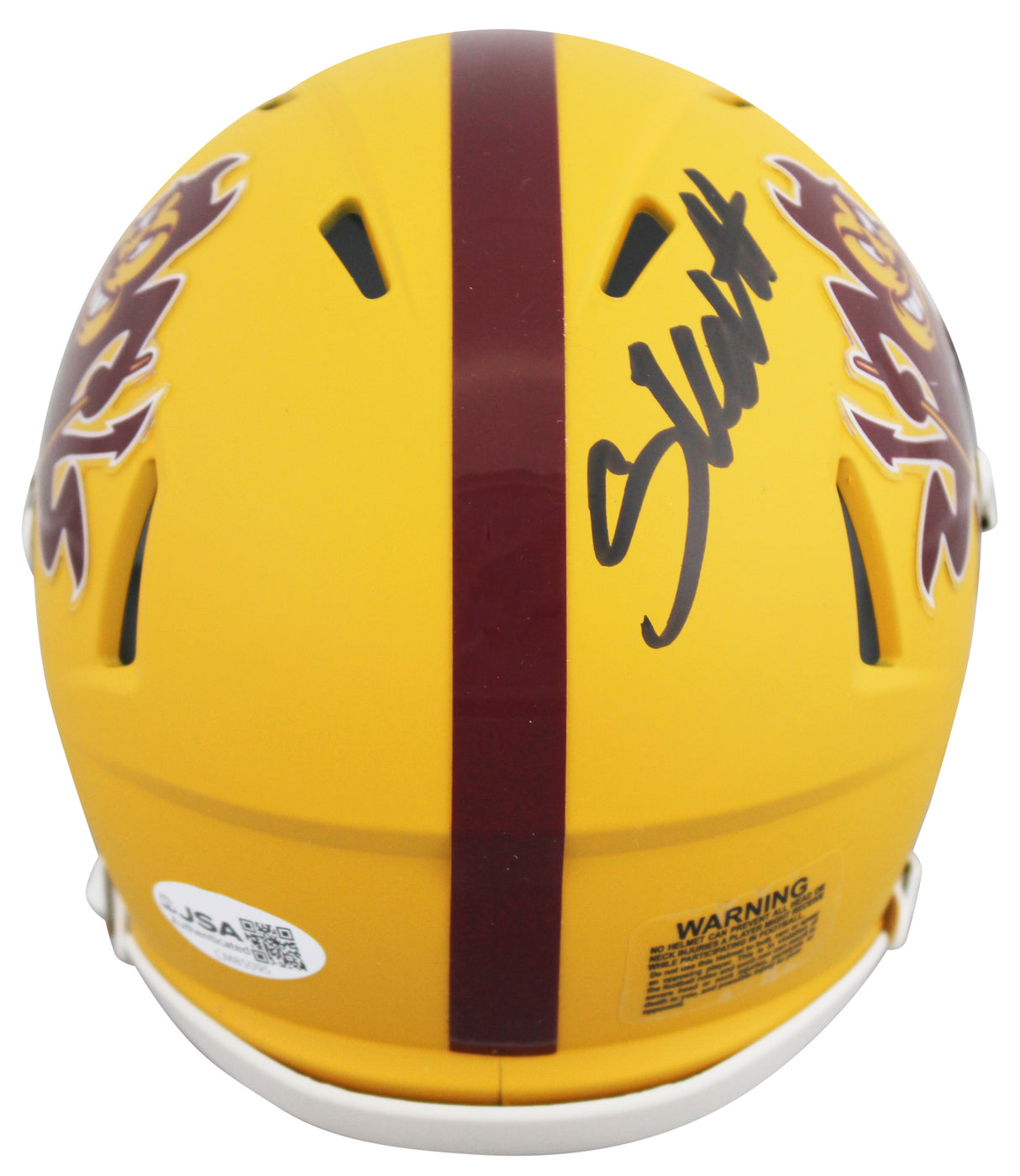 Arizona State Cameron Skattebo Signed Yellow Sparky Speed Mini Helmet w Case JSA