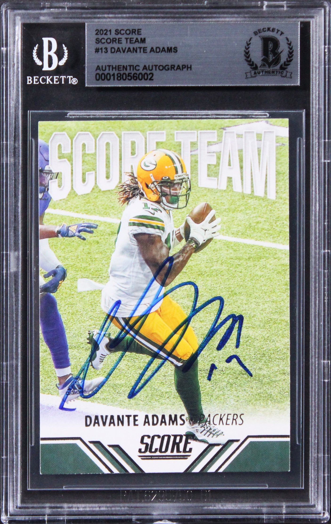 Packers Davante Adams Authentic Signed 2021 Score Team #13 Card BAS Slabbed