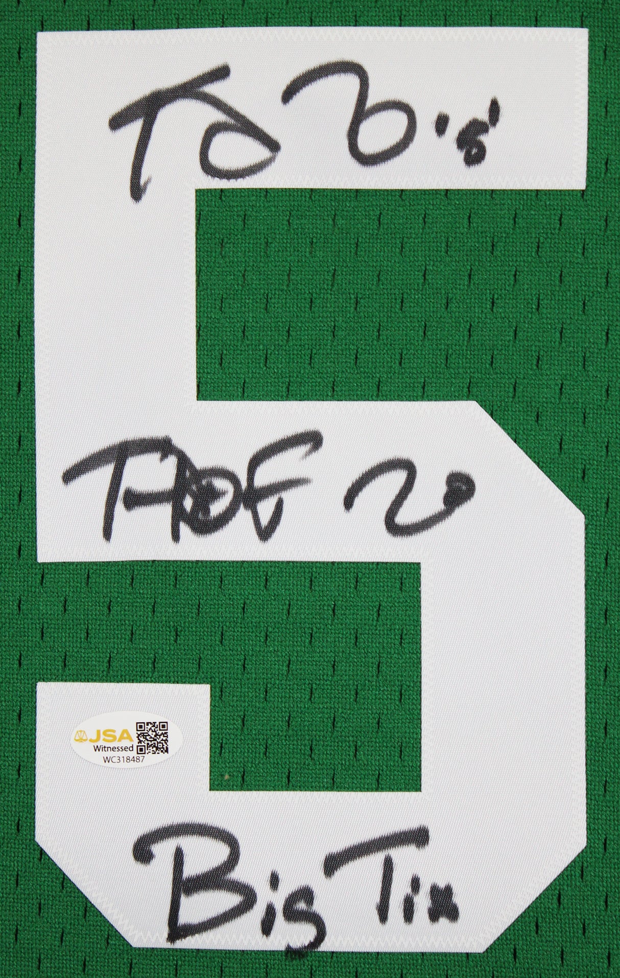 Celtics Kevin Garnett "HOF, Big Tix" Signed Green M&N HWC Swingman Jersey JSA W