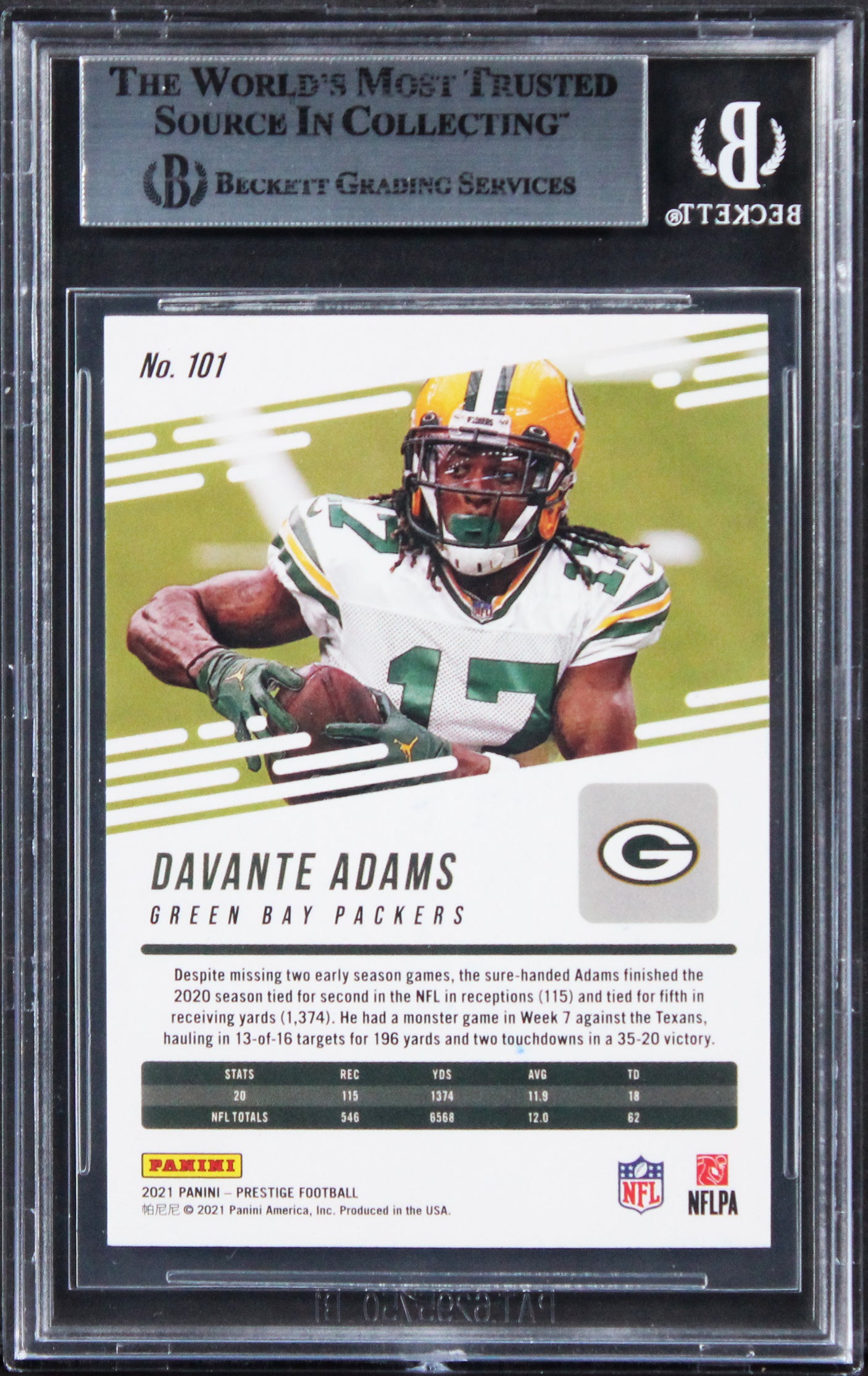 Packers Davante Adams Signed 2021 Prestige Xtra Points Astral #101 Card BAS Slab