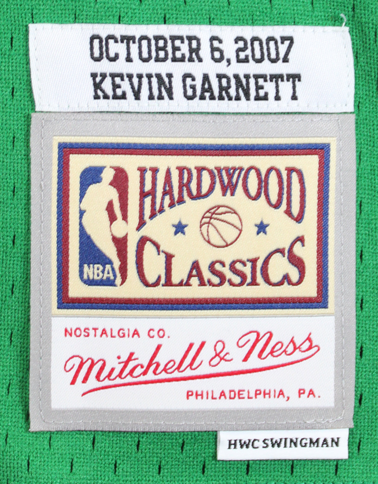 Celtics Kevin Garnett "HOF 20" Signed 10/6/07 Kelly Green M&N HWC Jersey JSA Wit