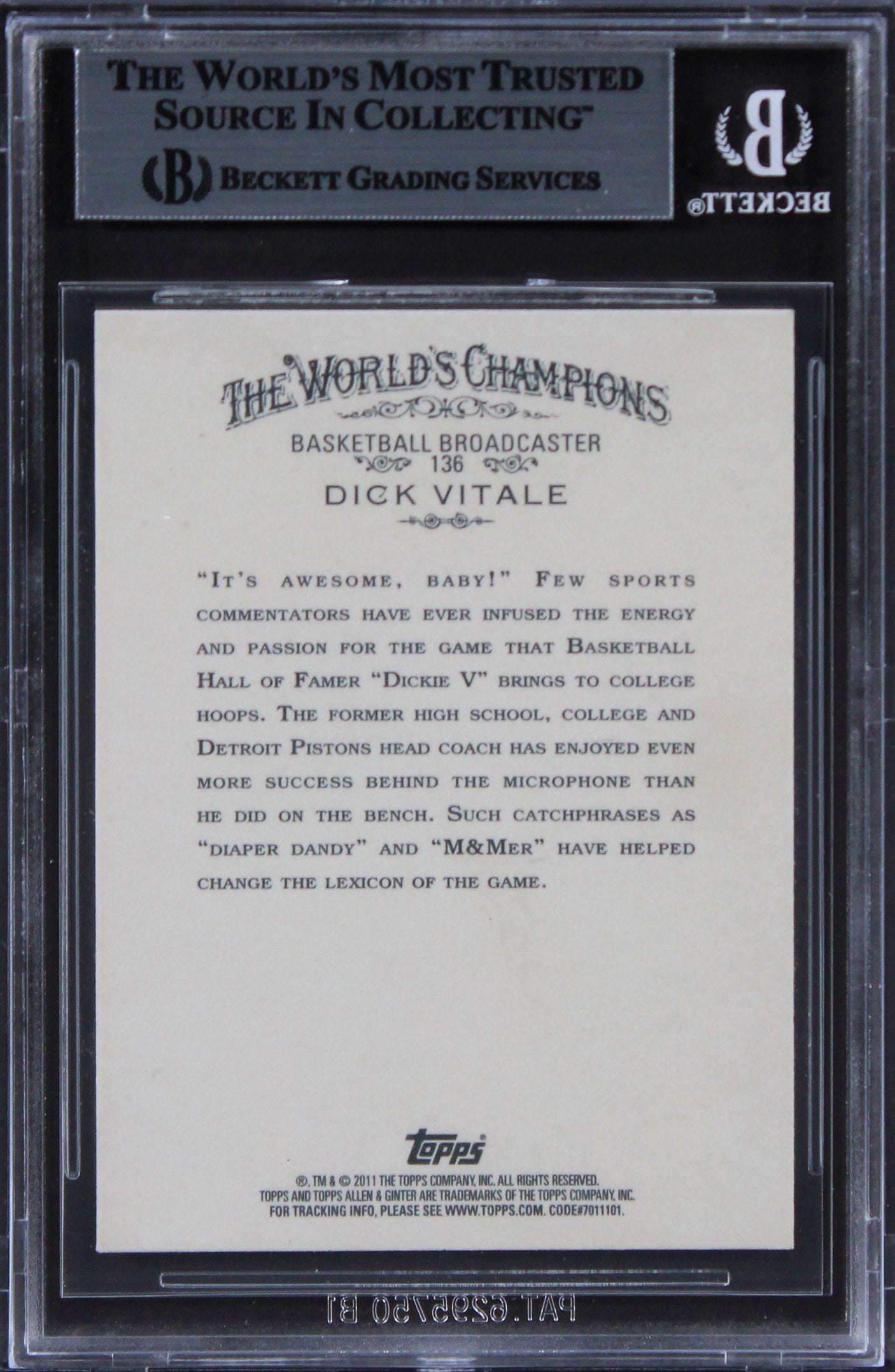 Dick Vitale ESPN Authentic Signed 2011 Topps #136 Card Autographed BAS Slabbed