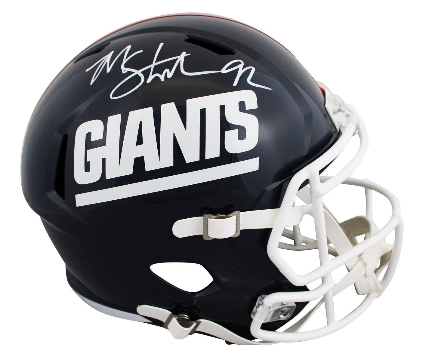 Giants Michael Strahan Signed 1981-99 TB F/S Speed Rep Helmet W/ Case BAS Wit