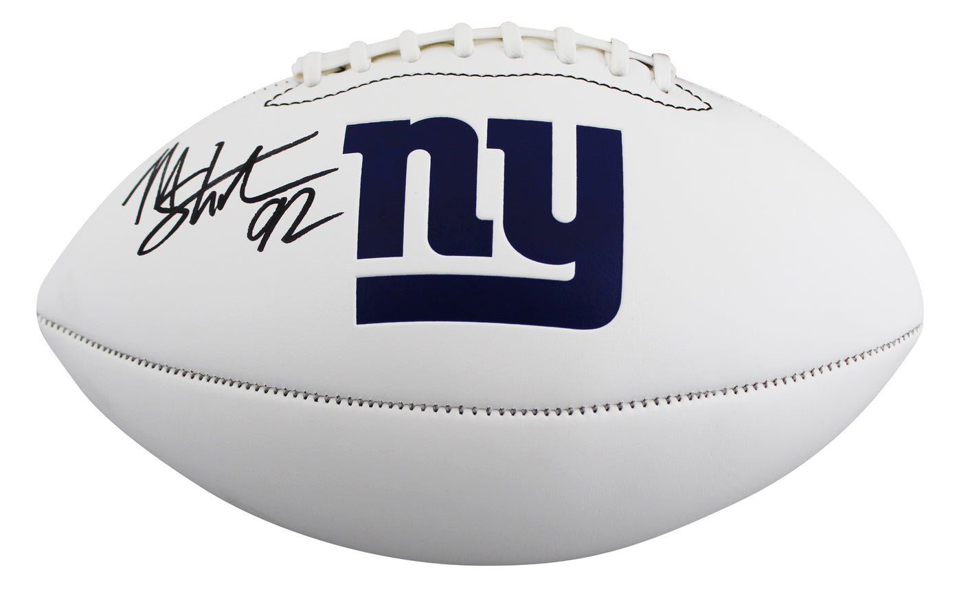 Giants Michael Strahan Signed Franklin White Panel Logo Football BAS Witnessed