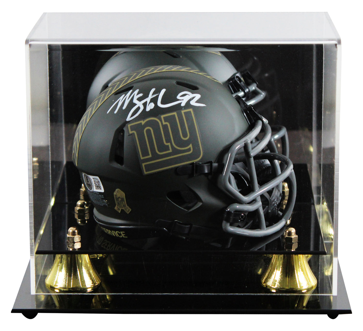 Giants Michael Strahan Signed STS IV Speed Mini Helmet W/ Case BAS Witnessed