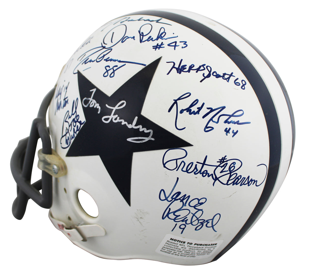Cowboys Legends (19) Staubach, Pearson +17 Signed VSR4 F/S Proline Helmet BAS