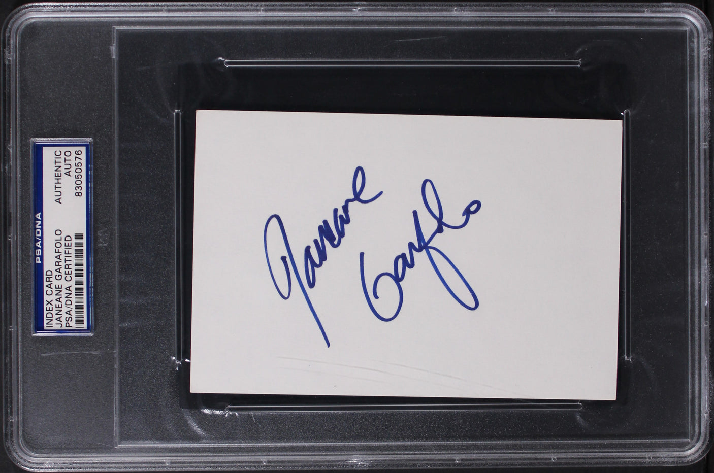 Janeane Garofolo Mystery Men Authentic Signed 4x6 Index Card PSA/DNA Slabbed
