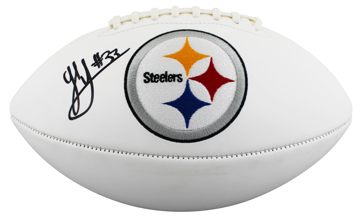 Steelers Jack Sawyer Signed Rawlings White Panel Logo Football W/ Case BAS Wit