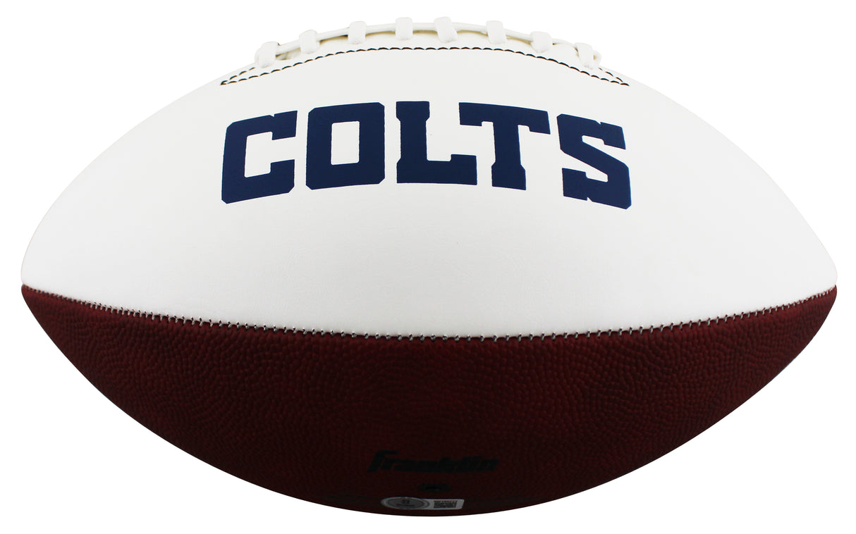Colts D.J. Giddens Signed Franklin White Panel Logo Football W/ Case BAS Witness