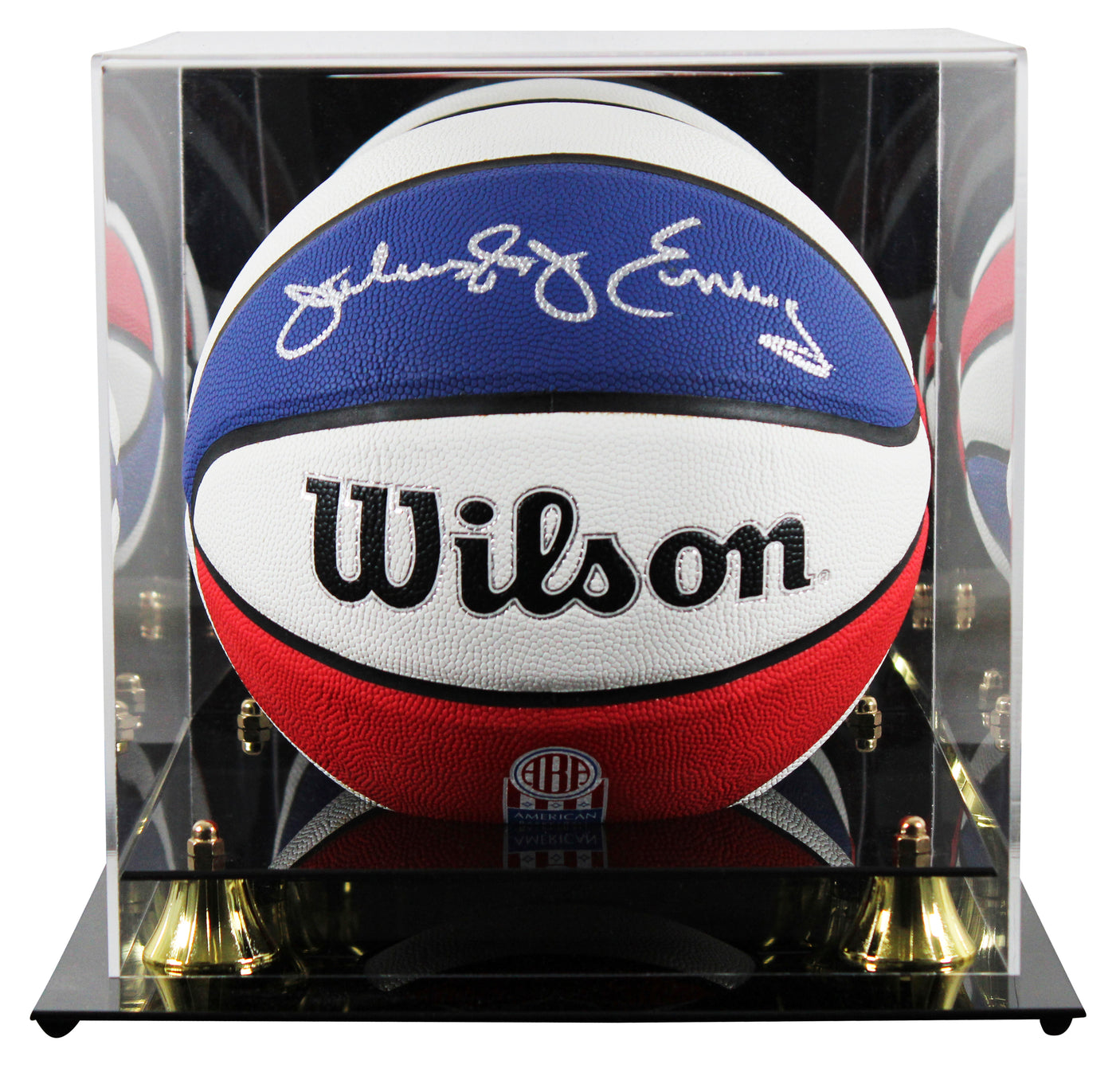 76ers Julius "Dr. J" Erving Authentic Signed ABA Basketball w/ Case BAS Wit 2