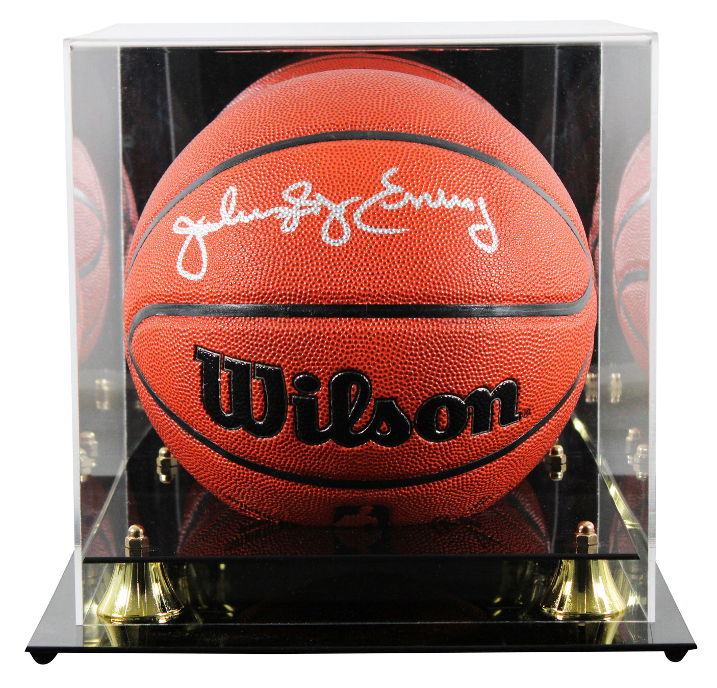 76ers Julius "Dr. J." Erving Signed Wilson Basketball W/ Case BAS Witnessed