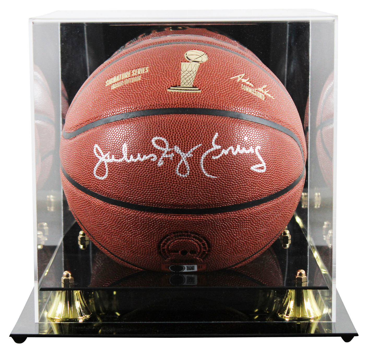 76ers Julius "Dr. J" Erving Signed Wilson Trophy Series Basketball W/ Case BAS W