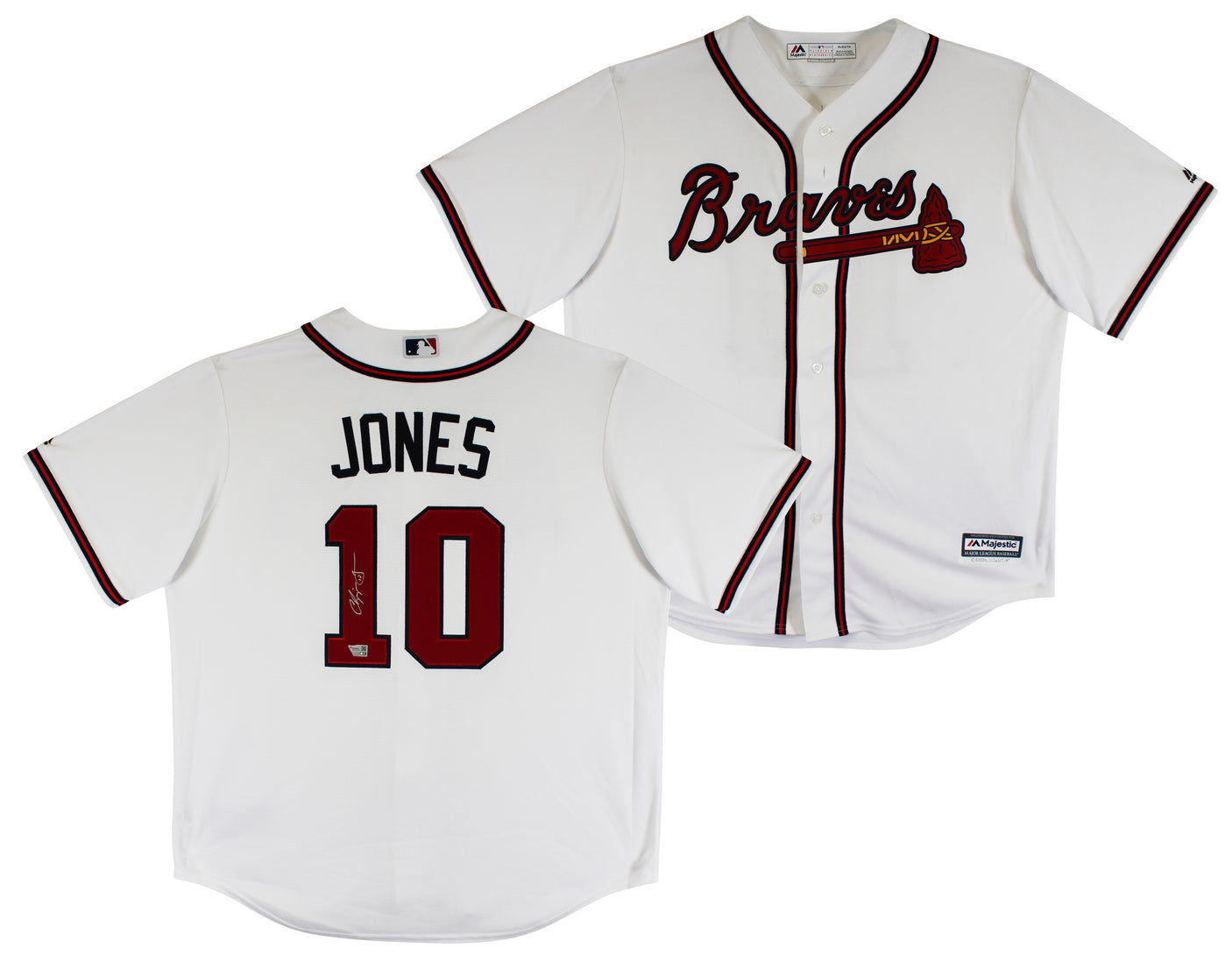 Braves Chipper Jones Authentic Signed White Majestic Cool Base Jersey Fanatics
