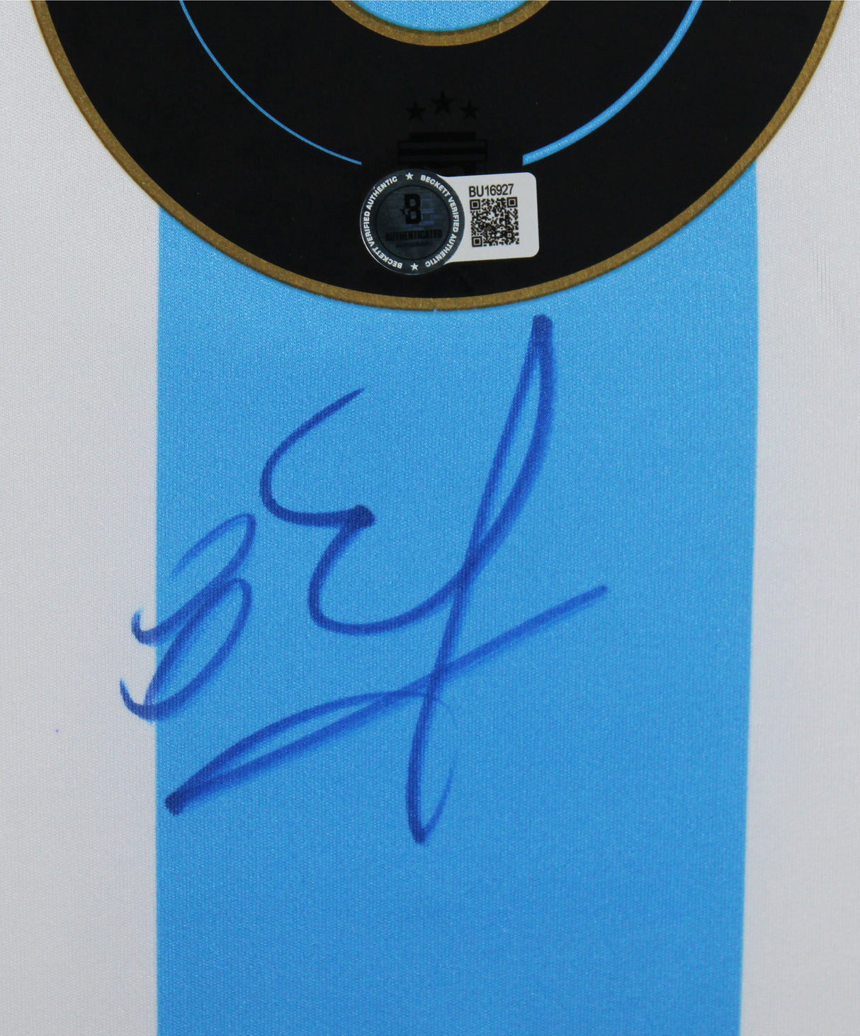 Enzo Fernndez Signed Blue & White Argentina Framed Jersey BAS #BU16927
