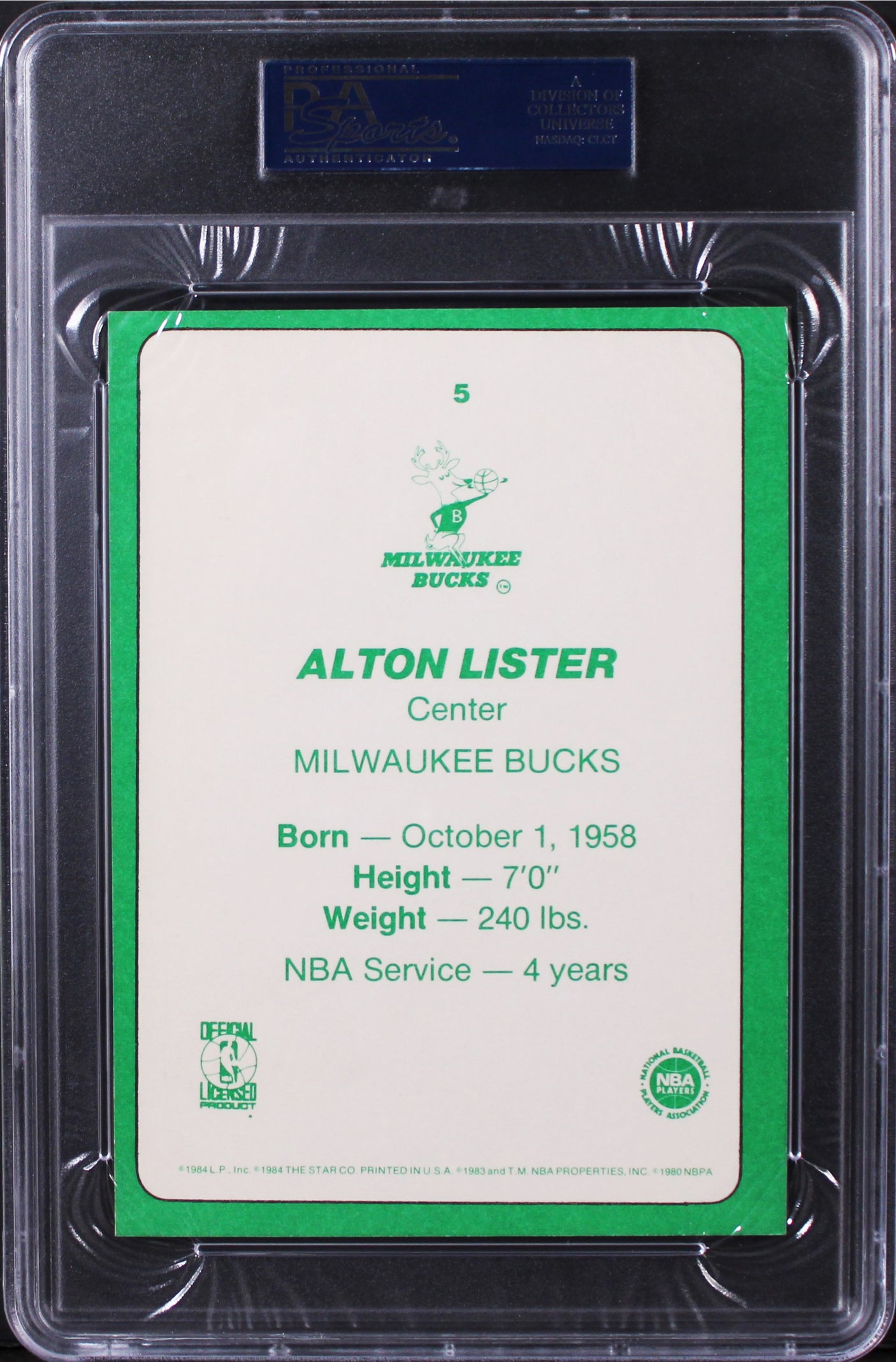 Bucks Alton Lister Signed 5x7 1985 Star NBA Court Kings #5 Card PSA/DNA Slabbed