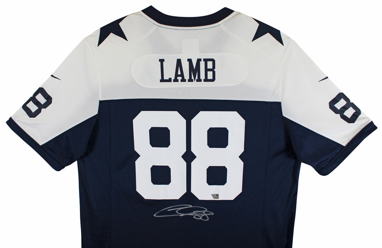Cowboys CeeDee Lamb Signed Navy Blue Thanksgiving Nike Game Jersey Fanatics