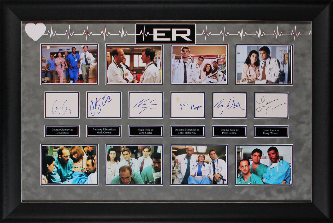 ER (6) Clooney, Wyle, Edwards, Margulies +2 Signed Framed Display BAS #AD04873