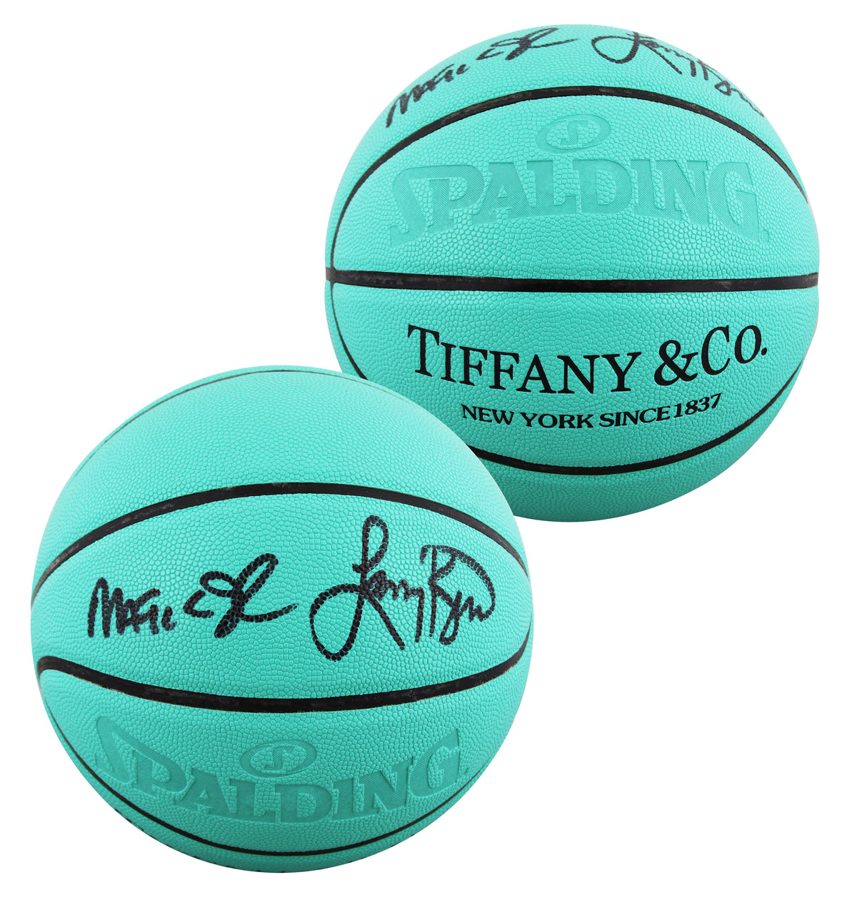 Magic Johnson & Larry Bird Signed Tiffany & Co X Spalding Basketball LE BAS W 4