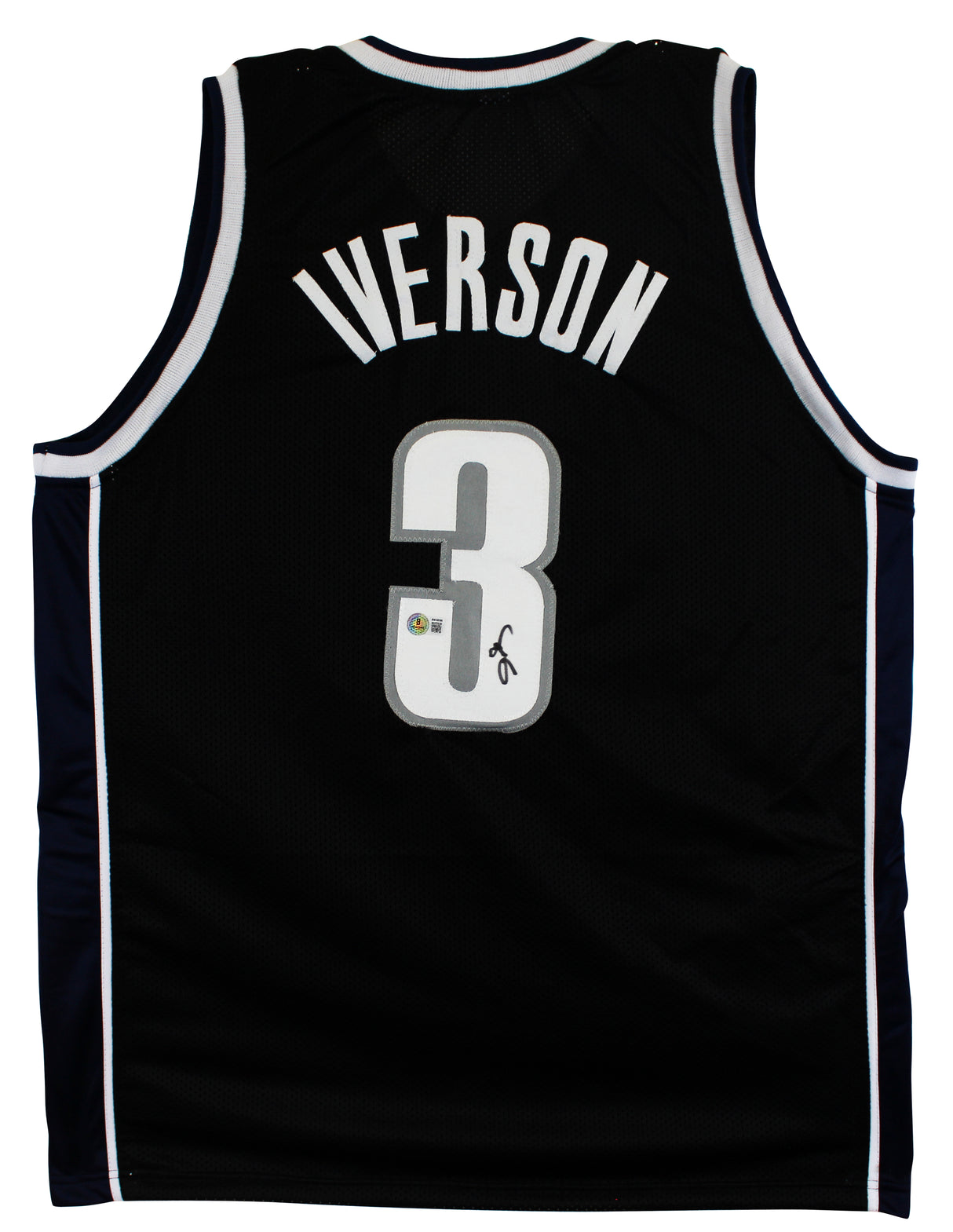 Georgetown Allen Iverson Authentic Signed Black Pro Style Jersey Autographed BAS