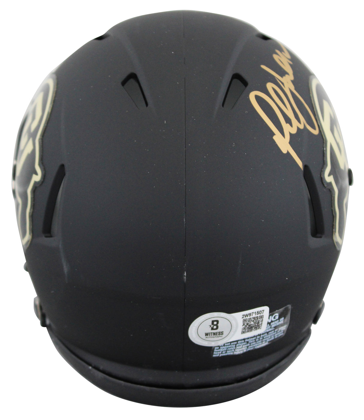 Colorado Warren Sapp & Marshall Faulk Signed Black Speed Mini Helmet W/ Case BAS