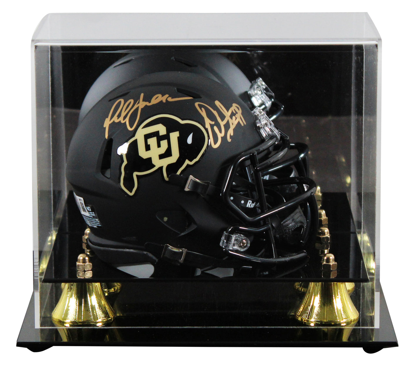 Colorado Warren Sapp & Marshall Faulk Signed Black Speed Mini Helmet W/ Case BAS